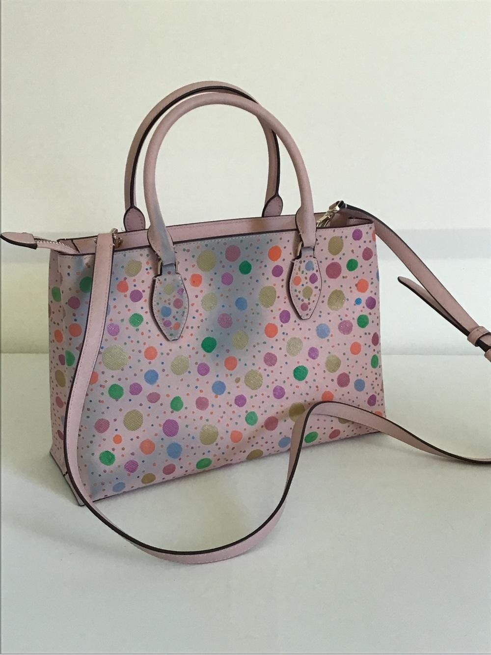 Upscaled Hand Painted PolkaDot Satchel Crossbody by Elizabeth Harris